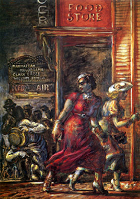 Reginald Marsh, Food Store (The Death of Dillinger) Fine Art Reproduction Oil Painting