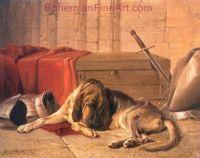 Richard Ansdell, Bloodhound in an Interior Fine Art Reproduction Oil Painting