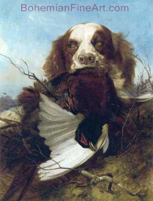 An English Setter with Pheasant