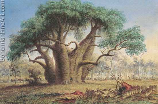 John Thomas Baines, Gouty Stem Tree+ Victoria River Fine Art Reproduction Oil Painting