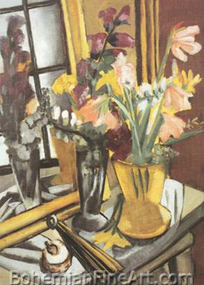 Max Beckmann, Still Life with Violet Dahlias Fine Art Reproduction Oil Painting