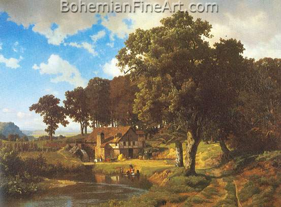 Albert Bierstadt, A Rustic Mill Fine Art Reproduction Oil Painting
