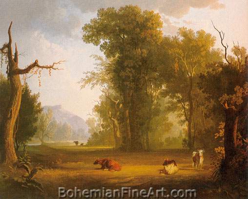 George Caleb Bingham, Landscape with Cattle Fine Art Reproduction Oil Painting