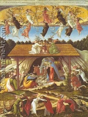 Sandro Botticelli, The Mystical Nativity Fine Art Reproduction Oil Painting
