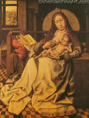Robert Campin, The Virgin and Child before a Firescreen Fine Art Reproduction Oil Painting