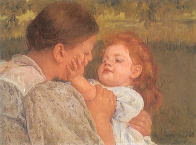 Mary Cassatt, Maternal Caress Fine Art Reproduction Oil Painting