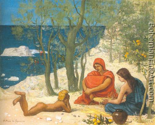 Pierre Puvis de Chavannes, Greek Colony in Massilia Fine Art Reproduction Oil Painting