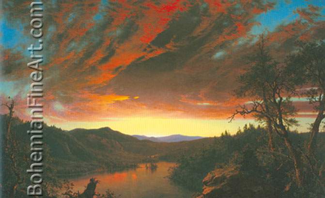 Frederic Edwin Church, Twilight+ Short Arbiter Twixt Day and Night Fine Art Reproduction Oil Painting