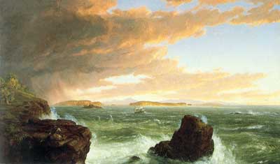 Thomas Cole, View from Frenchman's Bay Fine Art Reproduction Oil Painting