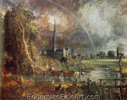 John Constable, Salisbury Cathedral from the Meadows Fine Art Reproduction Oil Painting