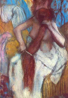 Woman Combing her Hair (Pastel on Paper)