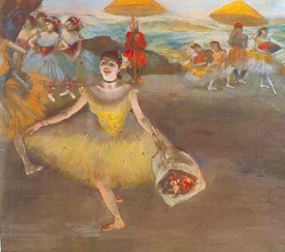 Dancer with Bouquet Curtseying (Pastel on Paper)
