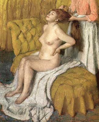Woman Having her Hair Combed (Pastel on Paper)