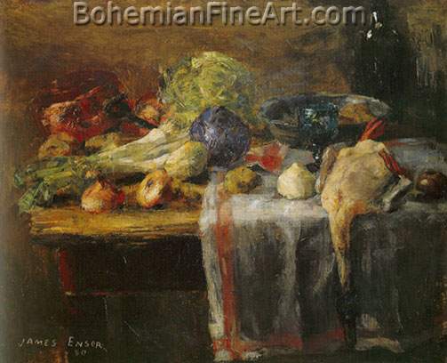 James Ensor, Still Life with a Duck Fine Art Reproduction Oil Painting