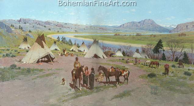 Henry Farny, In the foothills of the Rockies Fine Art Reproduction Oil Painting