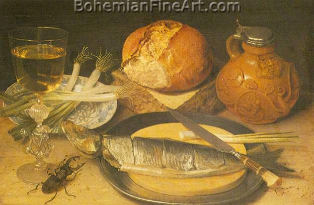 Georg Flegel, Fish Still Life with Stag Beetle Fine Art Reproduction Oil Painting