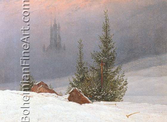 Caspar David Friedrich, Winter Landscape with a Church Fine Art Reproduction Oil Painting