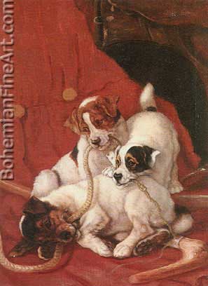 Valentine Thomas Garland, Pups at Play Fine Art Reproduction Oil Painting