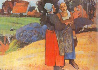 Paul Gauguin, Two Breton Women on the Road Fine Art Reproduction Oil Painting