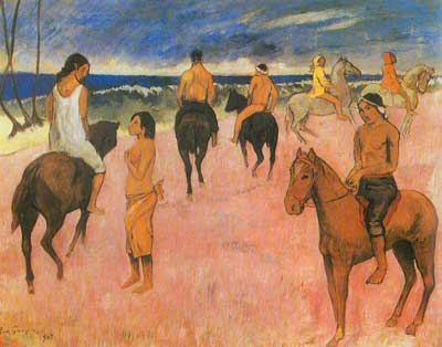 Paul Gauguin, Horsemen on the Beach Fine Art Reproduction Oil Painting
