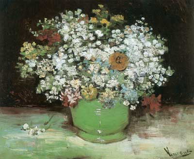 Vase with Zinnias and Other Flowers
