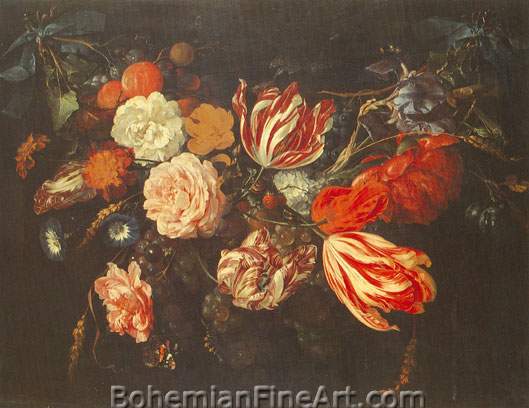 Jan Davidsz. De Heem, Festoon of Flowers Fine Art Reproduction Oil Painting