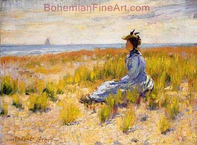 Robert Henri, Girl Seated by the Sea Fine Art Reproduction Oil Painting