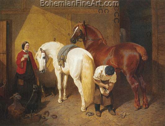 John Frederick Herring+ Sen, The Interior of a Smithy Fine Art Reproduction Oil Painting
