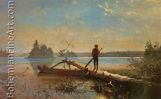 Winslow Homer, An Adirondack Lake Fine Art Reproduction Oil Painting
