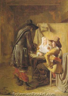 Pieter De Hooch, Tric Trac Players Fine Art Reproduction Oil Painting