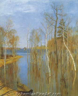 Isaac Levitan, Spring Flood Water Fine Art Reproduction Oil Painting
