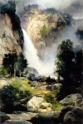 Thomas Moran, Cascade Falls+ Yosemite Fine Art Reproduction Oil Painting