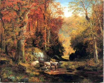 Thomas Moran, Cresheim Glen+ Wissahickon+ Autumn Fine Art Reproduction Oil Painting