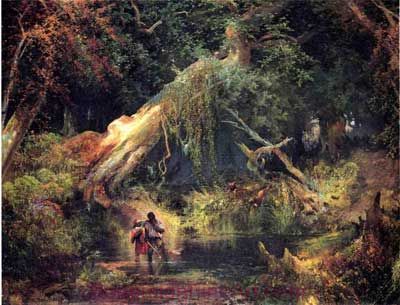Thomas Moran, Slave Hunt+ Dismal Swamp+ Virginia Fine Art Reproduction Oil Painting