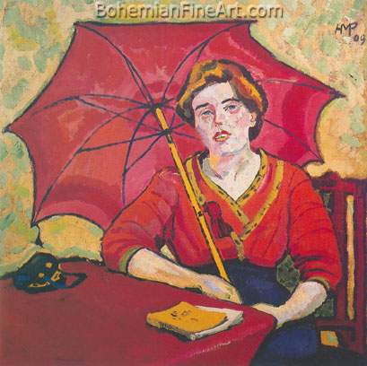 Girl in Red with Parasol