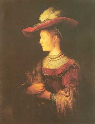 Harmenszoon Rembrandt, Portrait of Saskia with Hat Fine Art Reproduction Oil Painting