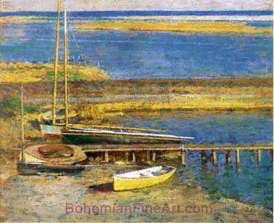 Theodore Robinson, Boats at a Landing Fine Art Reproduction Oil Painting