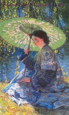 Guy Rose, The Green Parasol Fine Art Reproduction Oil Painting