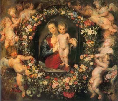 Madonna Child with Garland and Putti