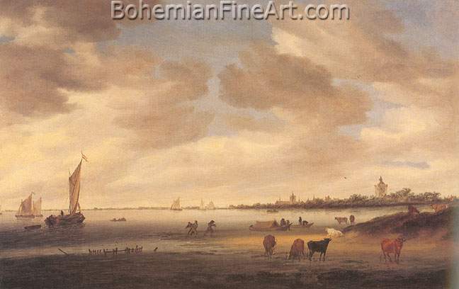 Salomon Van Ruysdael, View of the River Lek and Vianen Fine Art Reproduction Oil Painting