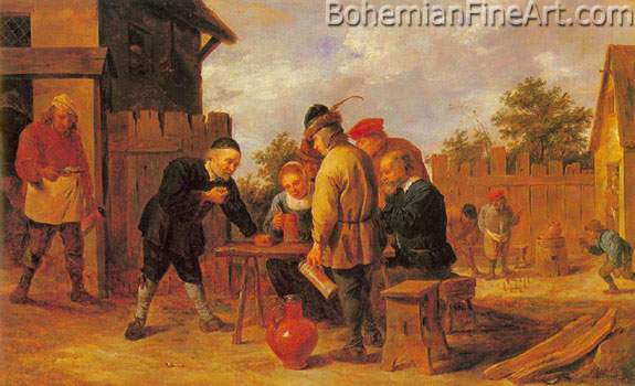Dice and Skittle Players before an Inn