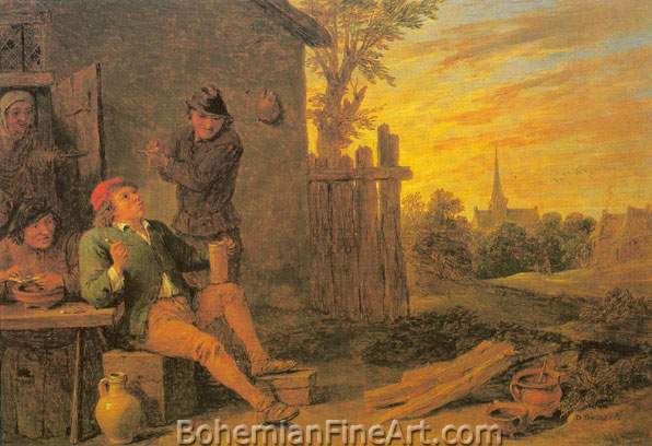 David Teniers the Younger, Before the Tavern Fine Art Reproduction Oil Painting