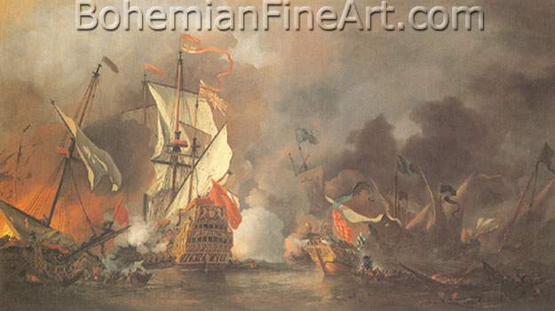 Willem Van De Velde the Younger, An Action with Barbary Corsairs Fine Art Reproduction Oil Painting