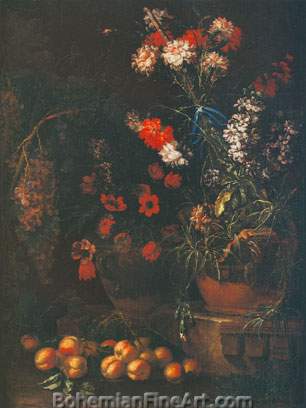 Vase of Flowers with Fruit