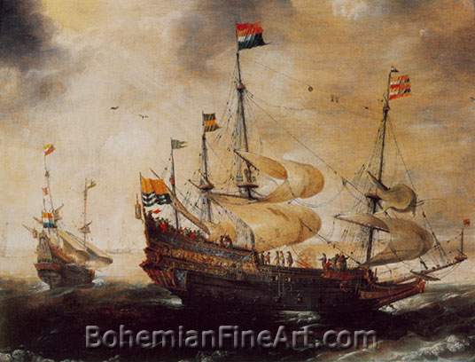 Andries Van Eertvelt, Portrait of a Four-Masted Ship Fine Art Reproduction Oil Painting