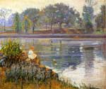 Theodore Wendel, Girl Seated by a Pond Fine Art Reproduction Oil Painting