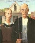 Grant Wood, American Gothic Fine Art Reproduction Oil Painting