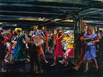 Reginald Marsh, Subway-14th Street Fine Art Reproduction Oil Painting