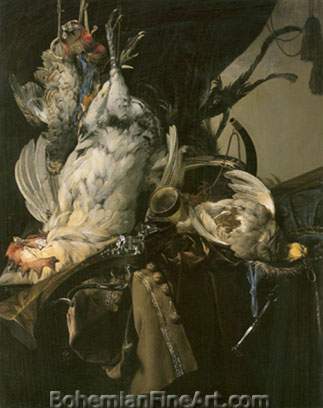 Willem van Aelst, Still Life of Dead Birds and Hunting Weapons Fine Art Reproduction Oil Painting