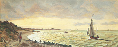 Frederic Bazille, The Beach at St Adresse Fine Art Reproduction Oil Painting